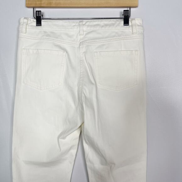 J McLaughlin Size 8 Cream Cotton Stretch Straight Leg Denim Jeans Off White - Picture 5 of 9